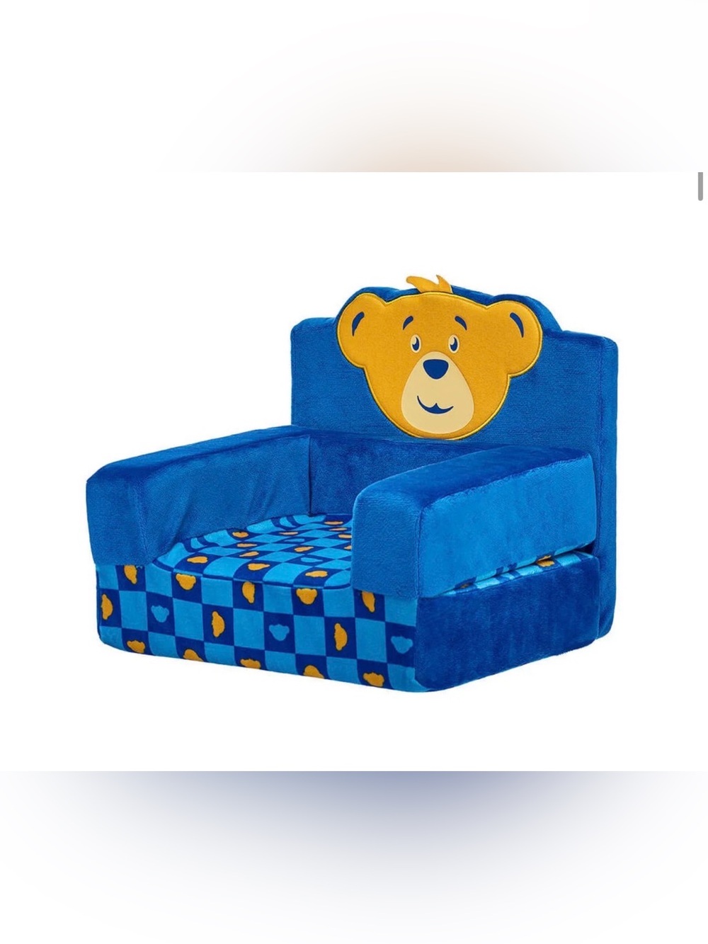 Build-A-Bear Bear Head Chair Bed Royal Blue & Yellow Plush Pet/Friend Lounger